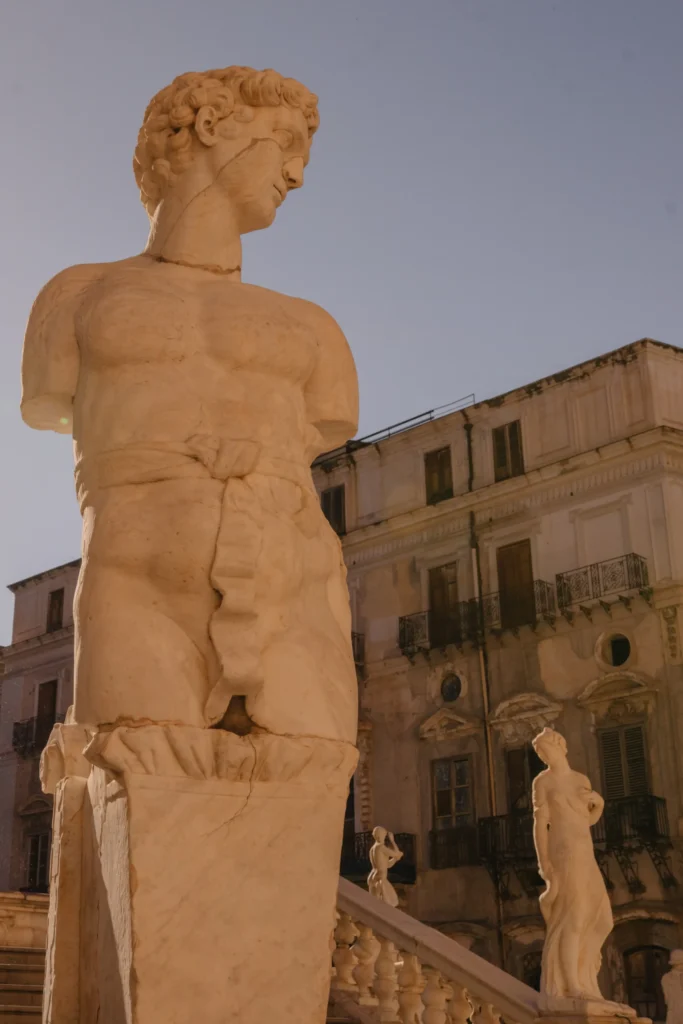 Statue on Piazza Pretoria in Palermo in Sicily, Italy